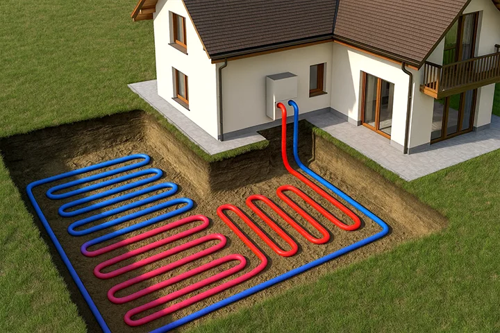 Erdkollektor mit Sole-Wasser-Wärmepumpe für effiziente Heizsysteme
